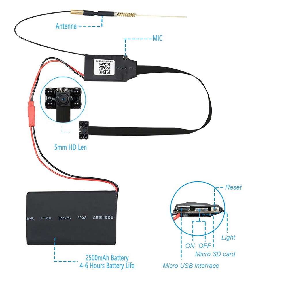 Mini spy pinhole κρυφή κάμερα με νυχτερινή όραση 4 IR LED